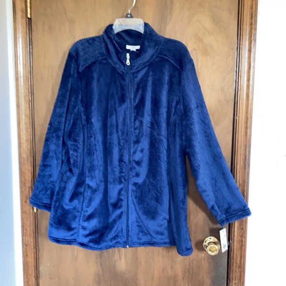 LastCall❌Croft & barrow minky zip front navy blue shirt jacket w pockets size 2X - Picture 5 of 16